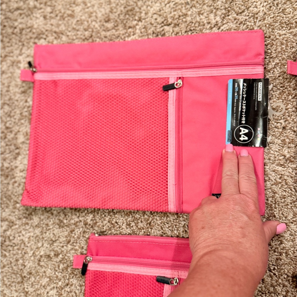 Studieux Mesh Case. 4 cases. Various sizes. Pink. Travel. Electronics. Makeup. - Picture 3 of 8